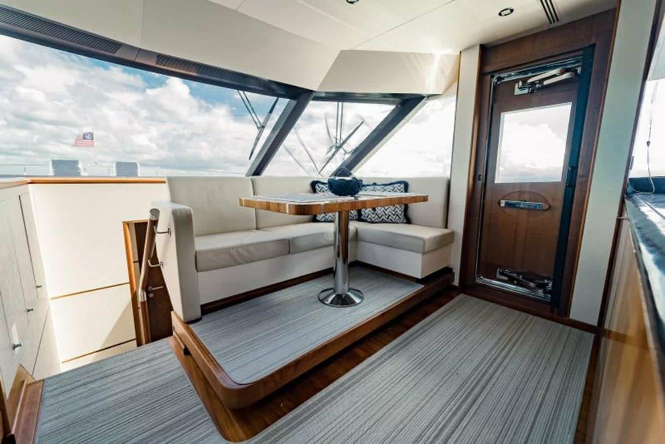 Sweet Salt - Dinette with Wood Table Fwd Galley - 2016 Ocean Alexander 85e