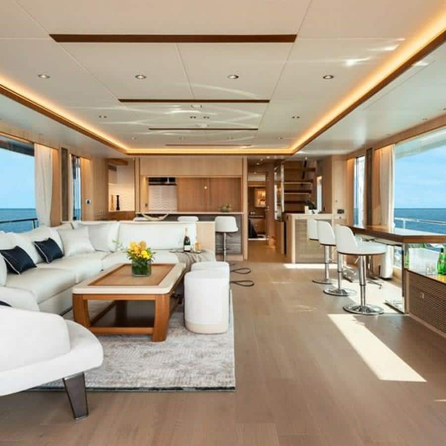 Salon and Starboard Counter and Bar Stools | 2020 HORIZON 80' MY - One More TIme