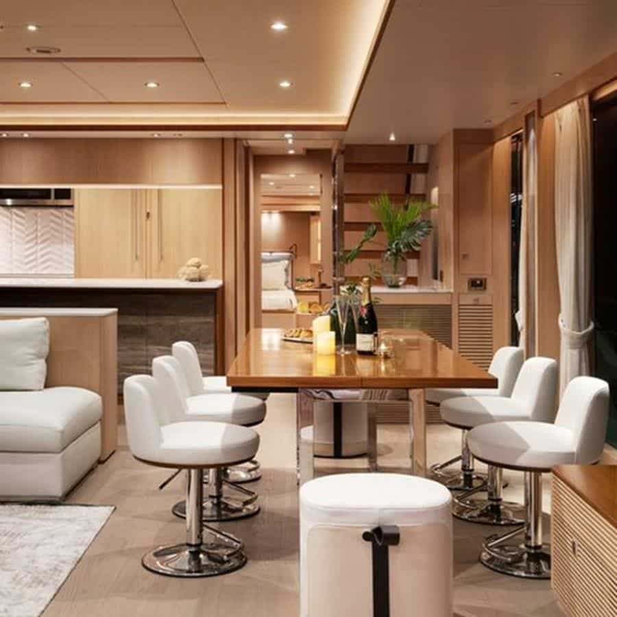 Dining Table to Starboard | 2020 HORIZON 80' MY - One More TIme